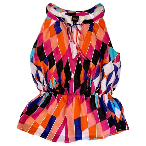 2B Bebe Sleeveless Top, Pink/Multicolor, XS, EUC! - Picture 1 of 4